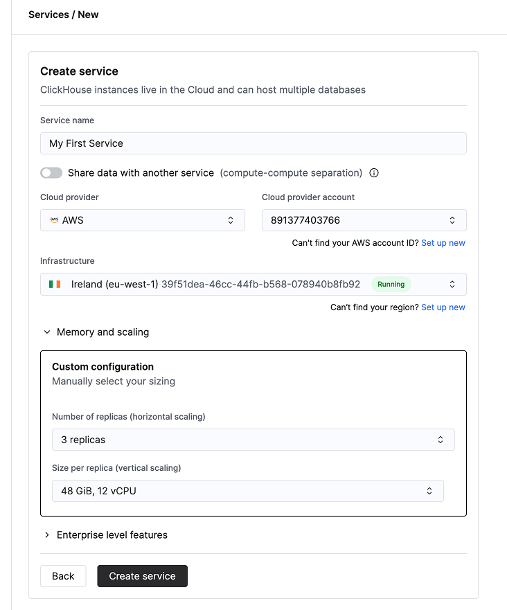BYOC create new service