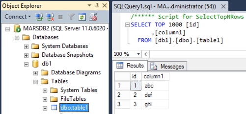MSSQL database and table structure