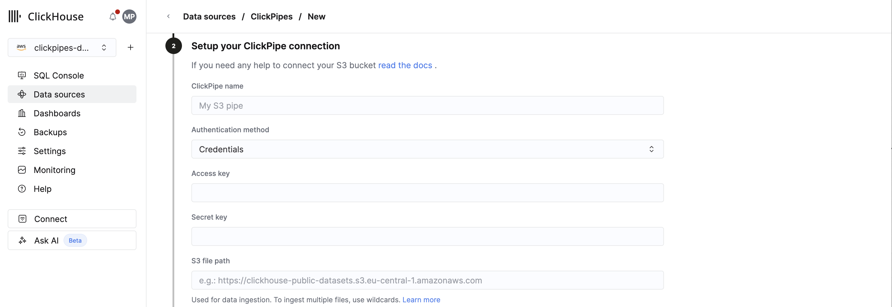 IAM credentials for S3 ClickPipes
