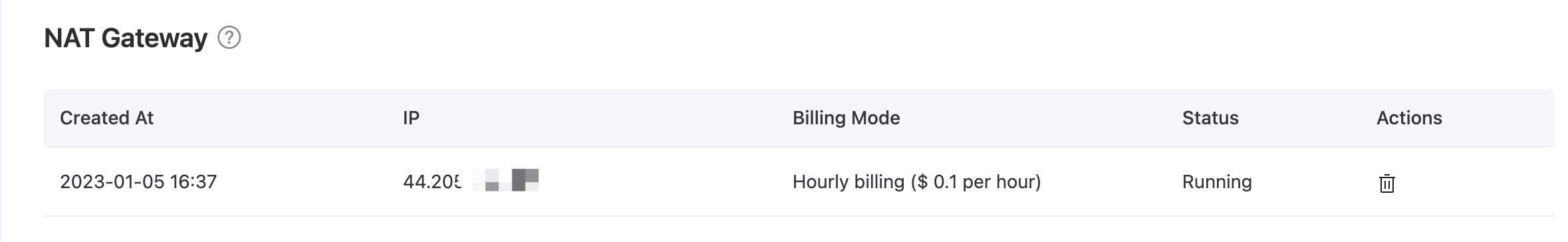 EMQX Cloud NAT Gateway Configuration panel