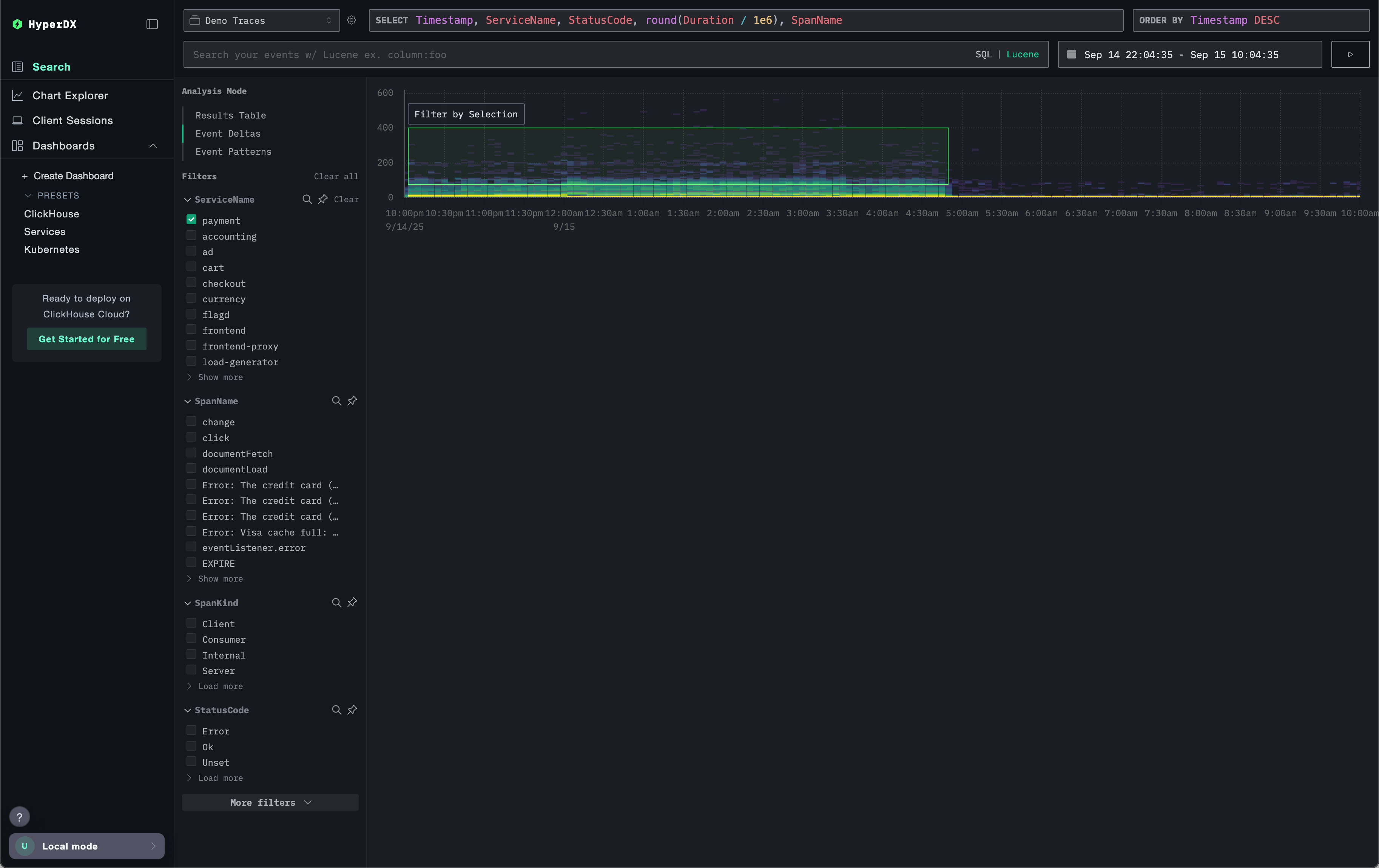 Event Deltas highlighted