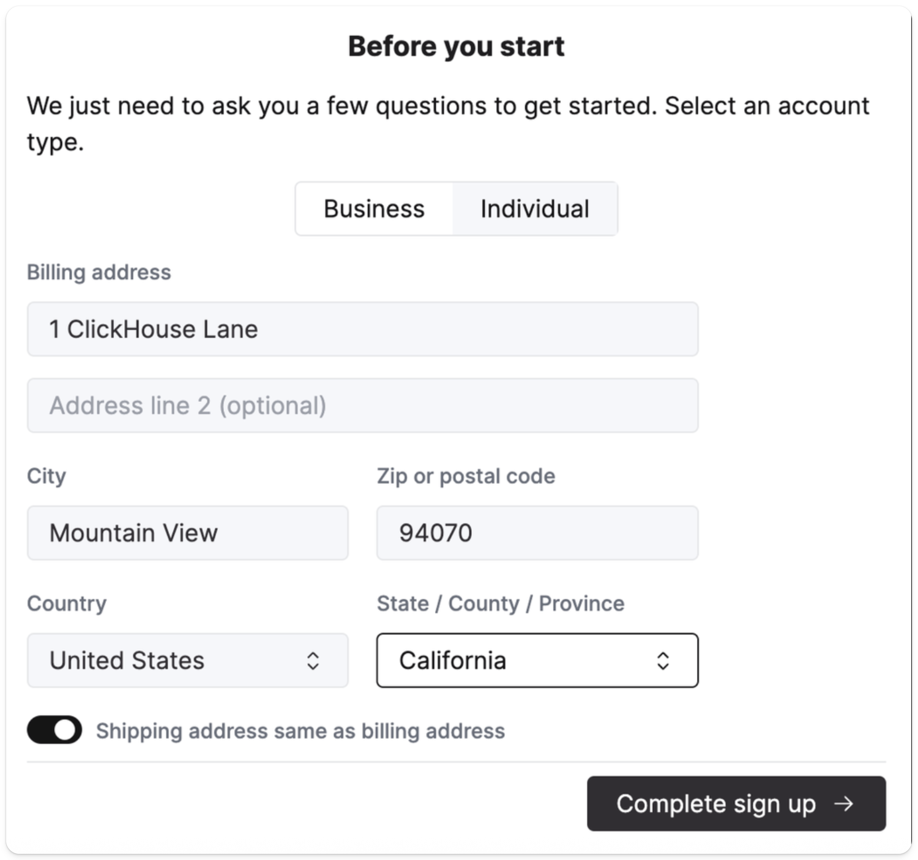Provide business information